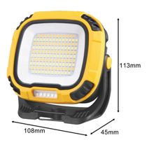 Luminária LED Recarregável - 30W, 4 Níveis, Luz Vermelha, Suporte Magnético - Amarelo