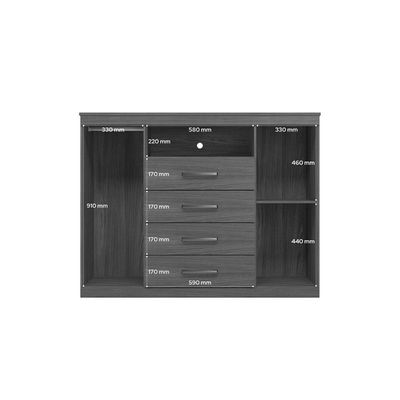 Guarda Roupa +1Cômoda QC307 Jatoba/Areia - Santos Andirá