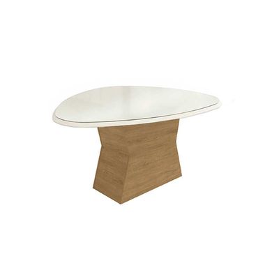 Mesa Jantar Tilia c/ Tampo Madeirado c/ Vidro 135x105cm Off White Vidro Off White Kappesberg