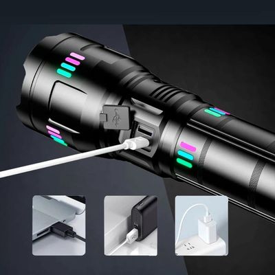 Lanterna Ultra Led Tática Recarregável Canhão De Luz Longo Alcance 6 Km Profissional