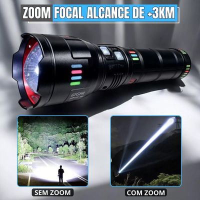 Lanterna Ultra Led Tática Recarregável Canhão De Luz Longo Alcance 6 Km Profissional