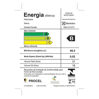 Micro-ondas Electrolux 31L cor Inox Espelhado com Função Grill e Painel Blue Touch (ME41X) 127V
