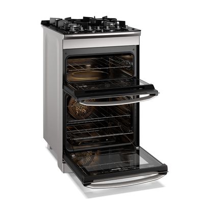 Fogão 4 bocas Electrolux Cinza Experience Mesa de Vidro, 2 fornos e PerfectCook360 (FE4DG) 127V