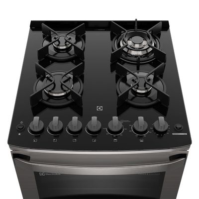 Fogão 4 bocas Electrolux Cinza Experience Mesa de Vidro, 2 fornos e PerfectCook360 (FE4DG) 127V