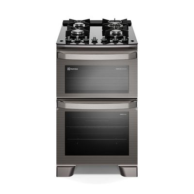 Fogão 4 bocas Electrolux Cinza Experience Mesa de Vidro, 2 fornos e PerfectCook360 (FE4DG) 127V