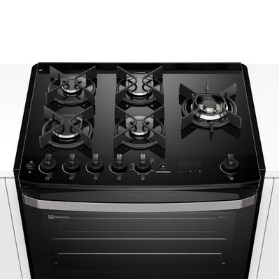 Fogão de Embutir 5 bocas Electrolux Preto Experience com  Mesa de Vidro, Grill e PerfectCook360 (FE5EB) 127V