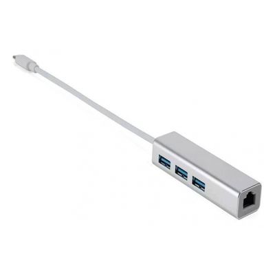 Adaptador HUB USB Tipo C Para 3 Entradas USB 3.0+ RJ45