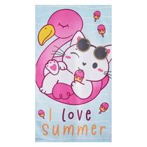 Toalha de Praia KazzaVip Microfibra 100% Poliéster Estampada Anti Areia I Love Summer 60cm x 110m Verde