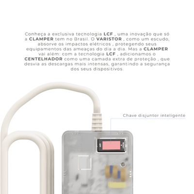 Filtro De Linha iCLAMPER Energia 8 Tomadas LCF Transparente
