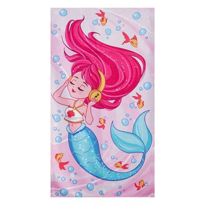Toalha de Praia KazzaVip Microfibra 100% Poliéster Estampada Anti Areia Mermaid New 60cm x 110m Rosa