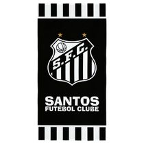 Toalha de Praia KazzaVip Felpa 55% Algodão e 45% Poliéster Estampada Anti Areia Santos Peixe Oficial 70cm x 140m Preto