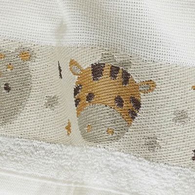 Toalha de Banho KazzaVip Infantil 100% Algodão Jacquard Barra para Bordar Funny Branco Off-White