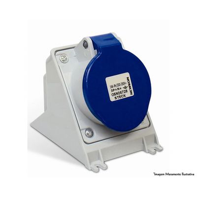 Tomada Steck Sobrepor 3P+T 16A 220V Azul N-4009