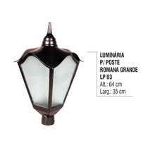 Luminária Colonial para Poste Romana Grande em Alumínio