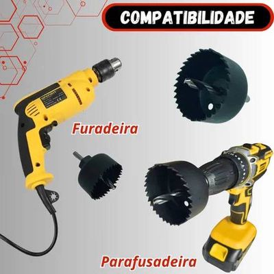 Jogo de Serra Copo com Mandril e Chave Allen com 08 Peças