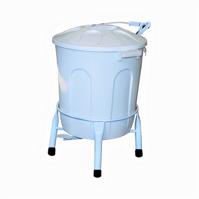 Lixeira Plástica com Suporte Pedal em Aço Branca 100 Litros