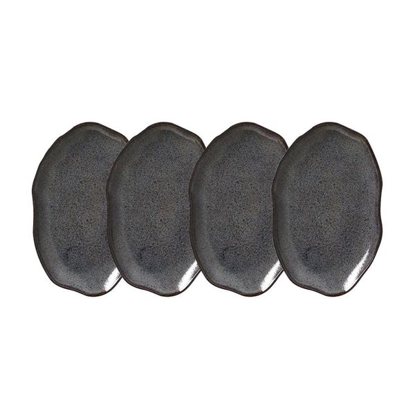 Conjunto de Travessas Oval Rasa Média Porto Brasil Bio Titanium 30x20cm - 4 Peças