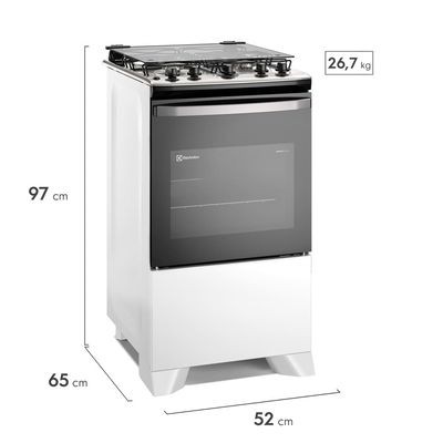 Fogão 4 Bocas Electrolux FE4IW Efficient PerfectCook VaporBake Bivolt Branco