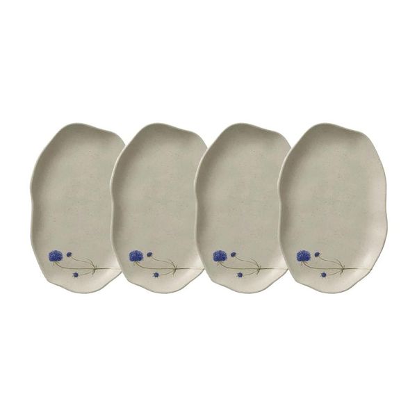 Conjunto de Travessas Oval Rasa Média Porto Brasil Bio Campestre 30x20cm - 4 Peças