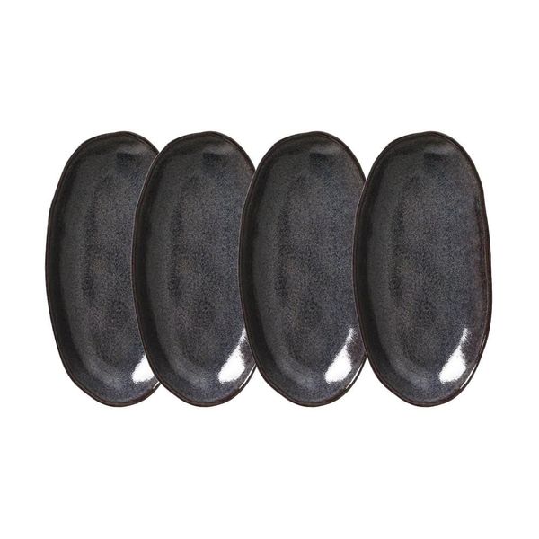 Conjunto de Travessas Ovais Grandes Porto Brasil Orgânico Titanium 32x16cm – 4 Peças
