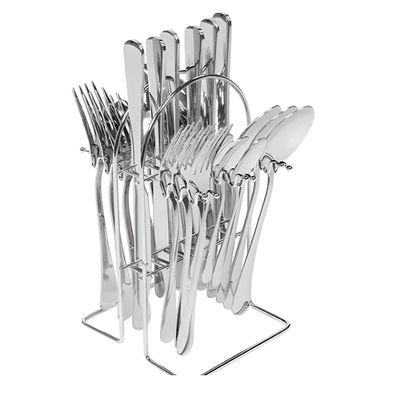 Jogo de Talheres 24 Peças em Aço Inox com Suporte Organizador – Design Sofisticado, Durável e Resistente à Corrosão