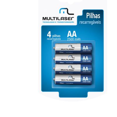Pilhas Recarregaveis Multilaser CB052 AA (2500MAH) Blister com 4 Unidades