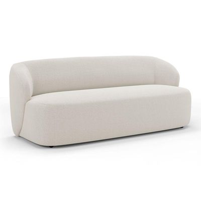 Poltrona Giratória E Sofá Orgânico Living Leez 170cm 02 Lugares Bouclê Off White - Desk Design