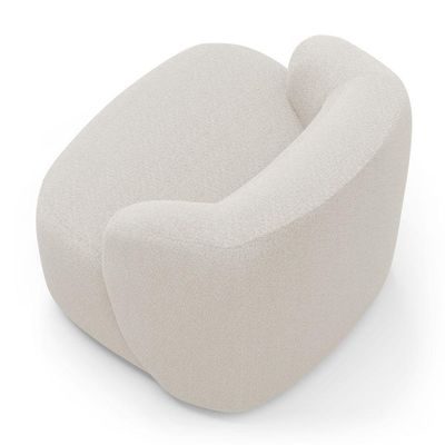 Poltrona Decorativa Orgânica Living Leez Giratória Bouclê Off White - Desk Design