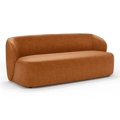 Poltrona Giratória E Sofá Orgânico Living Leez 170cm 02 Lugares Couríssimo Caramelo - Desk Design