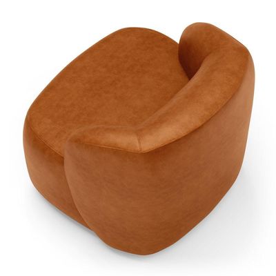 Poltrona Giratória E Sofá Orgânico Living Leez 170cm 02 Lugares Couríssimo Caramelo - Desk Design