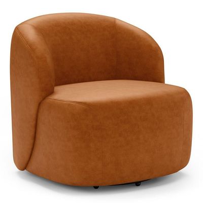Poltrona Giratória E Sofá Orgânico Living Leez 170cm 02 Lugares Couríssimo Caramelo - Desk Design