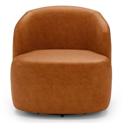 Poltrona Giratória E Sofá Orgânico Living Leez 170cm 02 Lugares Couríssimo Caramelo - Desk Design