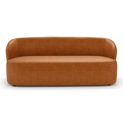 Poltrona Giratória E Sofá Orgânico Living Leez 170cm 02 Lugares Couríssimo Caramelo - Desk Design
