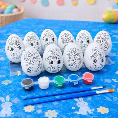 Ovos Coelhos Páscoa Para Pintar Colorir Com Pincel Kit 52pçs