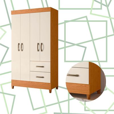 Guarda Roupa Mobi 4 Portas 2 Portas Cinamomo Com Off White - Albatroz
