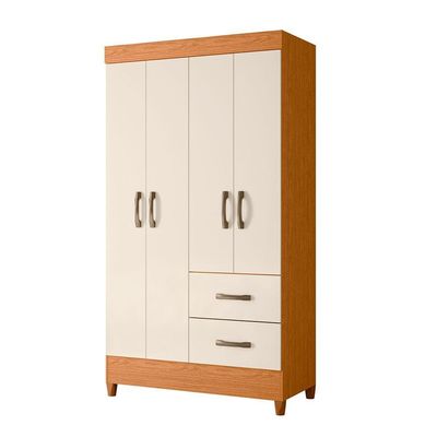 Guarda Roupa Mobi 4 Portas 2 Portas Cinamomo Com Off White - Albatroz