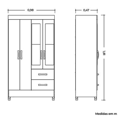 Guarda Roupa Mobi 4 Portas 2 Portas Cinamomo Com Off White - Albatroz