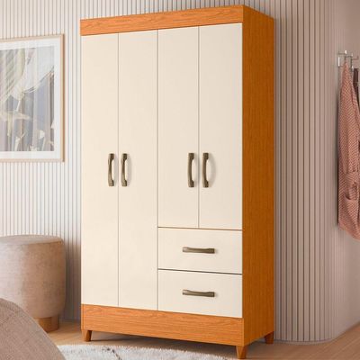 Guarda Roupa Mobi 4 Portas 2 Portas Cinamomo Com Off White - Albatroz