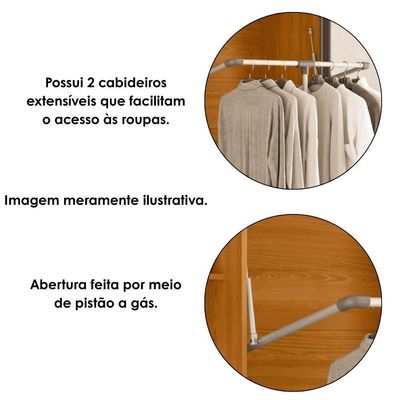 Guarda Roupa Casal Volpi 6 Portas Mdf 278 Cm Cinamomo Off White Madetec