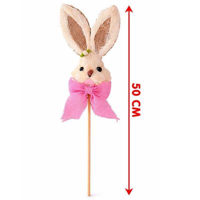 Enfeite Palito Pick Cabeça Coelho Laço Decoração Páscoa 50cm Azul
