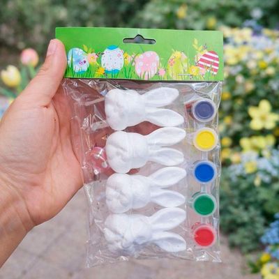 Cabeça Coelho Páscoa Para Colorir Pintar Com Pincel Kit 36pç