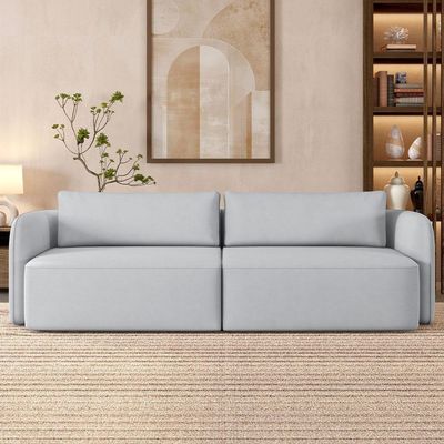 Sofá 3 Lugares Sala Living Orgânico 240cm Oregon K01 Veludo Cinza - Lyam Decor