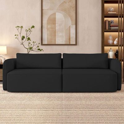 Sofá 3 Lugares Sala Living Orgânico 240cm Oregon K01 Veludo Preto - Lyam Decor