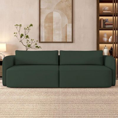 Sofá 3 Lugares Sala Living Orgânico 220cm Oregon K01 Veludo Verde - Lyam Decor