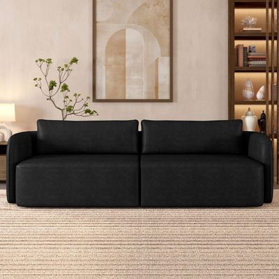 Sofá 3 Lugares Sala Living Orgânico 240cm Oregon K01 Couríssimo Preto - Lyam Decor