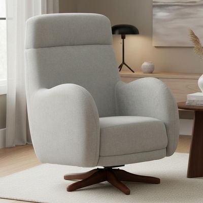 Poltrona De Amamentação Com Balanço Giratória Ternura D02 Linho Verde Claro C-47 - Lyam Decor