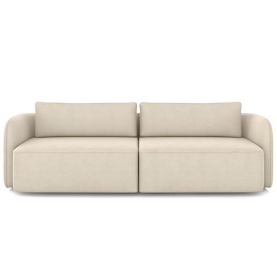 Sofá 3 Lugares Sala Living Orgânico 220cm Oregon K01 Veludo Bege - Lyam Decor