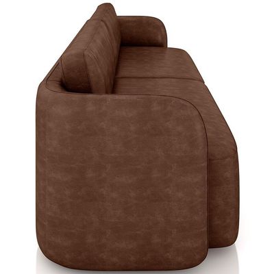 Sofá 3 Lugares Sala Living Orgânico 240cm Oregon K01 Couríssimo Marrom - Lyam Decor