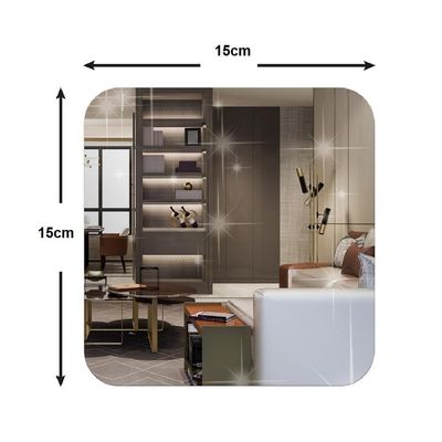 Kit 5 Adesivo Espelhado Flexivel Sala Jantar Quadrado 15x15cm Decorativo Auto Colante