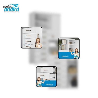 Comoda 1 Porta 6 Gavetas Marabá Com Pés Branco Brilho - Santos Andirá